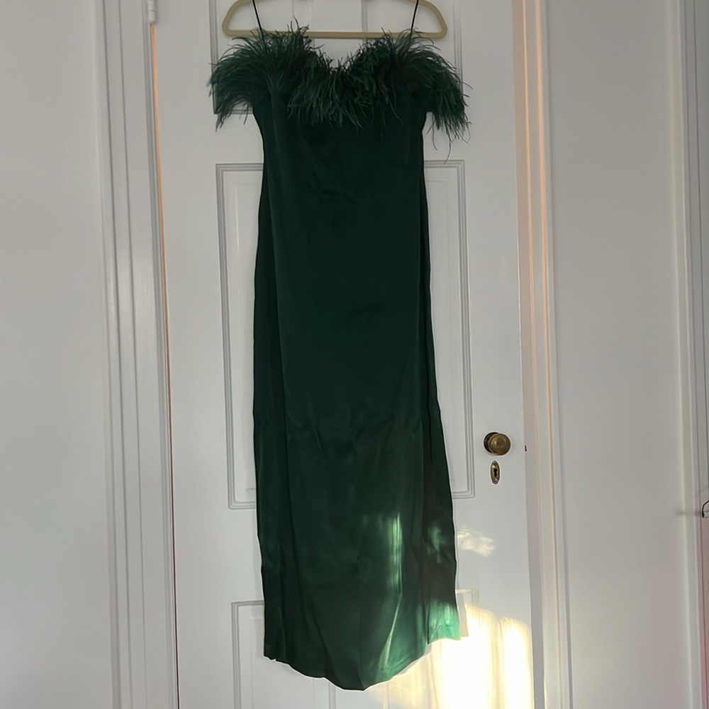 Zara Strapless Feather Silk Dress Size Small